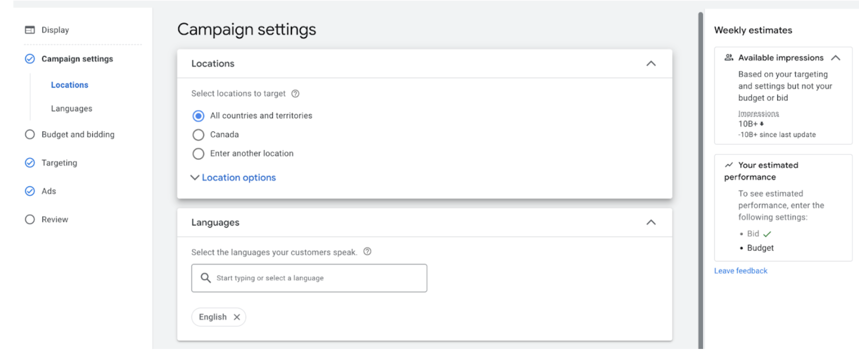 Screenshot image of Google Ads account